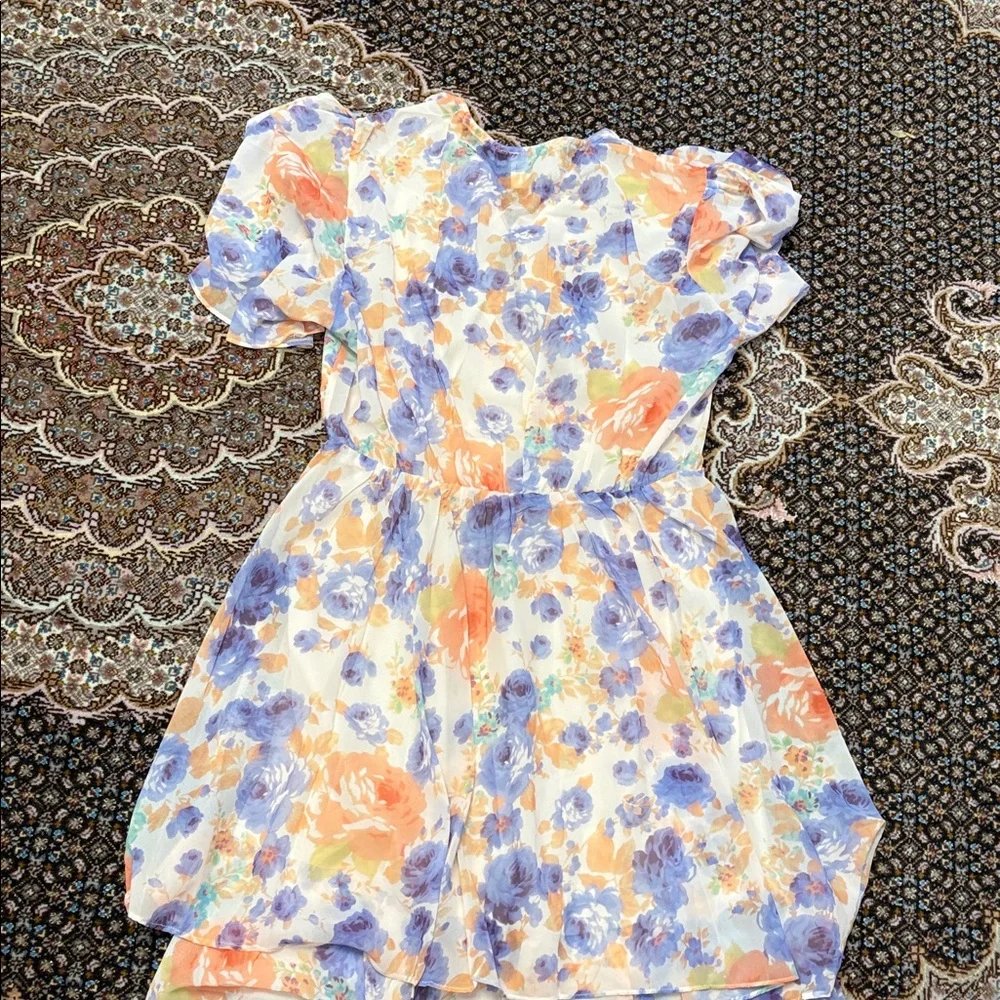 Zara Kids Floral Dress in Orange and Purple - Picture 8 of 9
